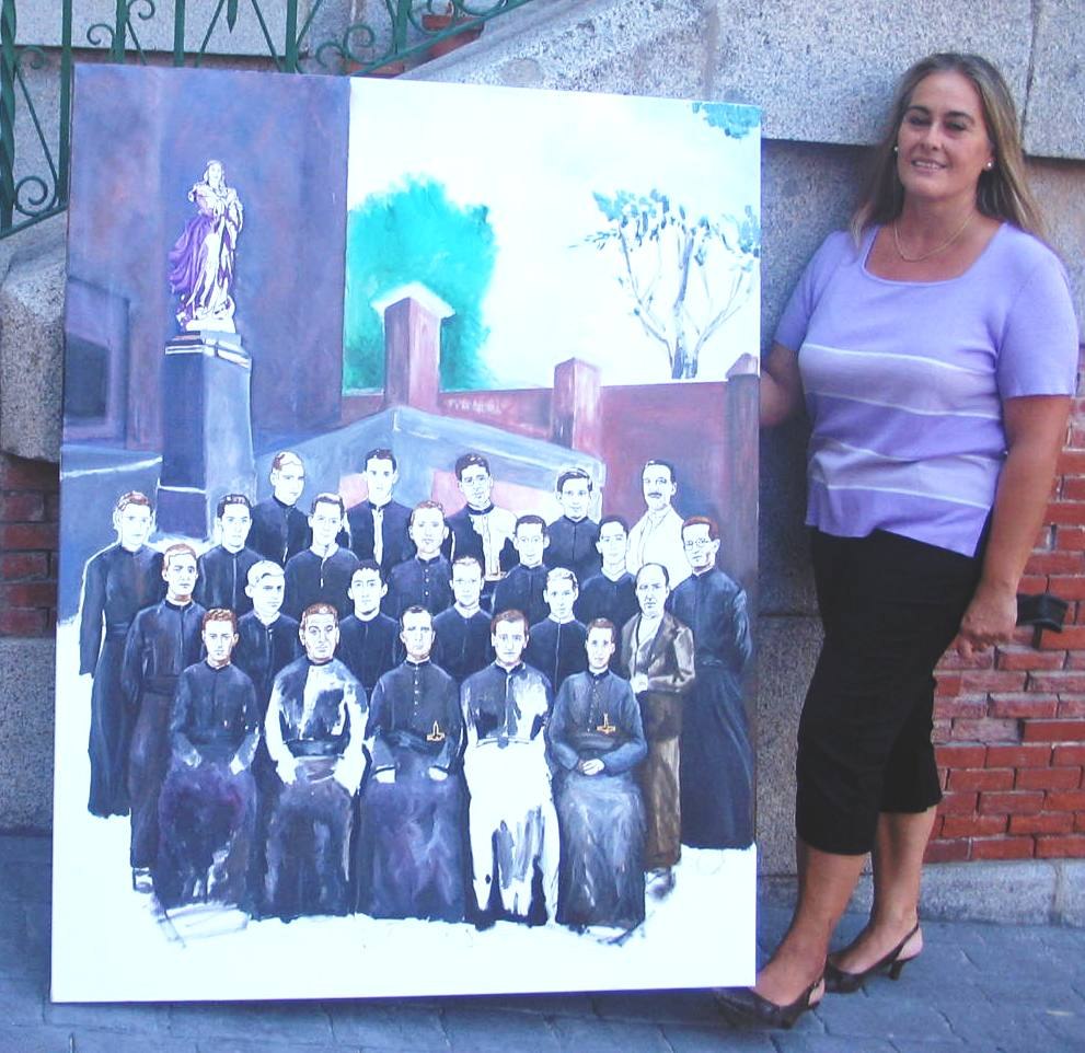 Icono religioso de los beatos mártires oblatos, con fondo dorado.